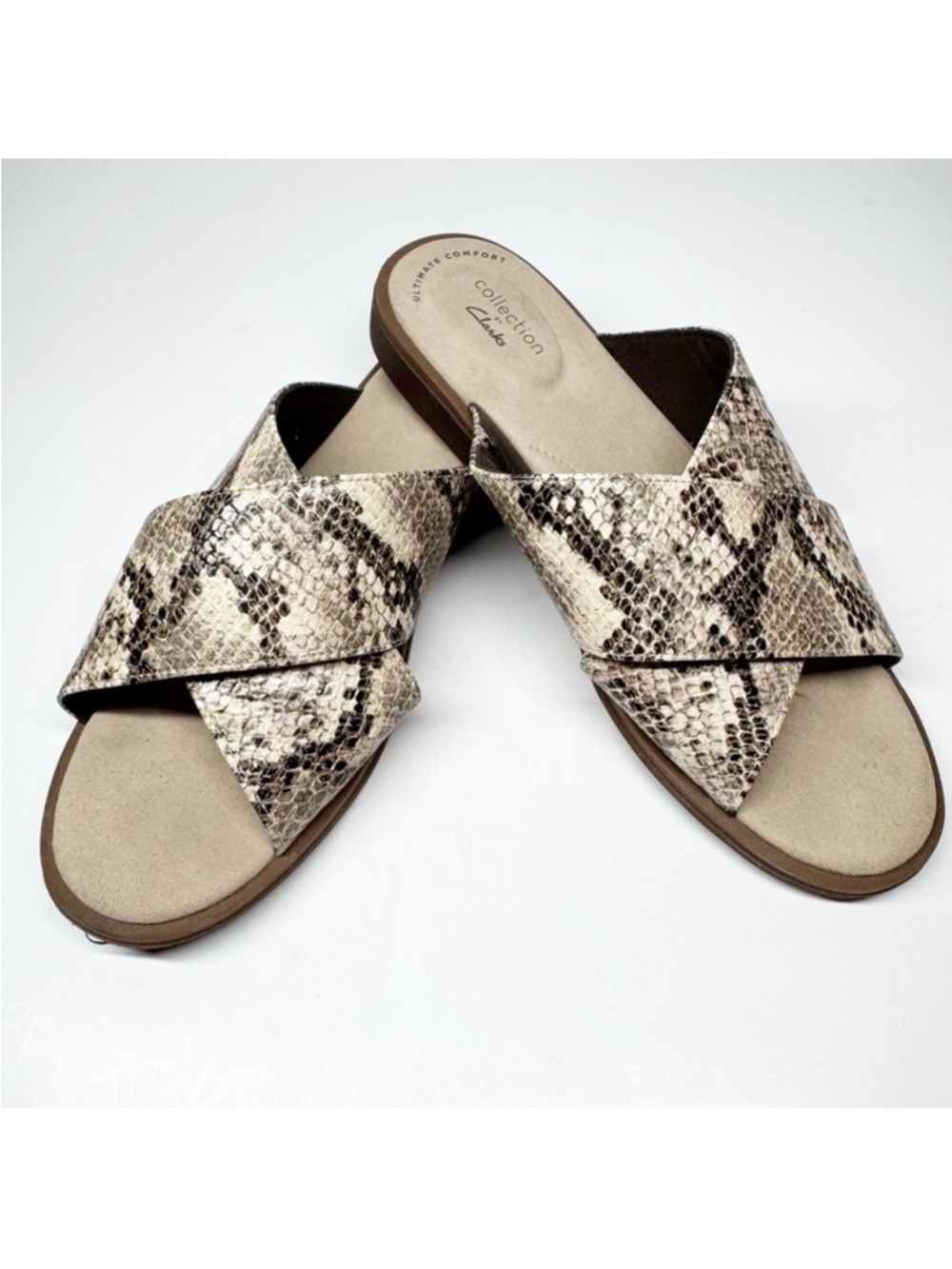 Clark’s Declan Ivy Snakeskin Print Slide Sandals - Picture 5 of 5